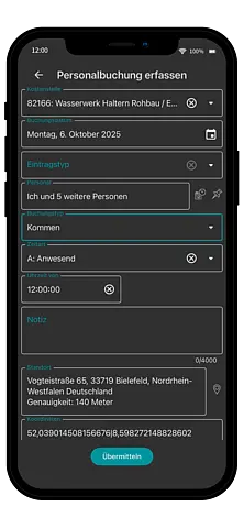 AppOne – Personalbuchung 2025 in der mobilen Baustellen-App