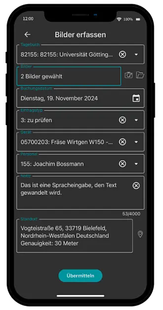 Smartphone mit AppOne zur mobilen Erfassung von Fotos für Bautagebuch oder Mängeldokumentation auf der Baustelle