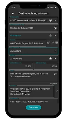 AppOne Gerätebuchung – Zählerstand und Einsatzdaten mobil erfassen
