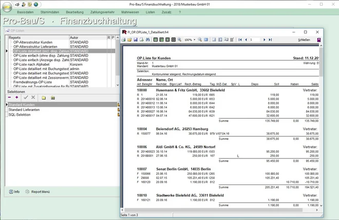 Bausoftware, Pro-Bau/S® AddOne, OP Abgleich, offener Posten Abgleich
